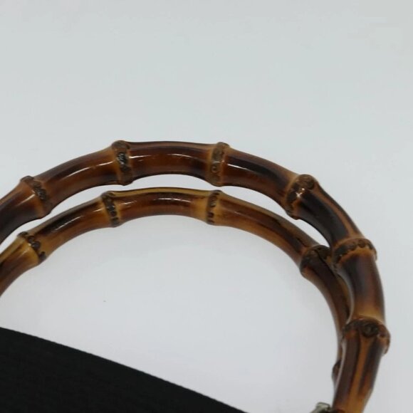 GUCCI Bamboo Hand Bag Canvas 2way Black Silver 002 2058 0439 5 Auth BA3352 - Picture 9 of 16